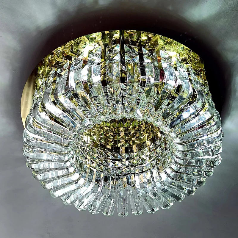 DecorBites™ Crystal Glass Round Ceiling Chandelier: Luxury Modern LED Indoor Lighting for Home Decor
