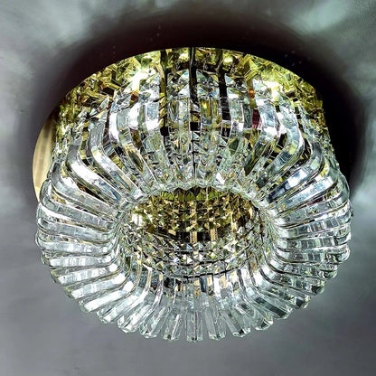 DecorBites™ Crystal Glass Round Ceiling Chandelier: Luxury Modern LED Indoor Lighting for Home Decor