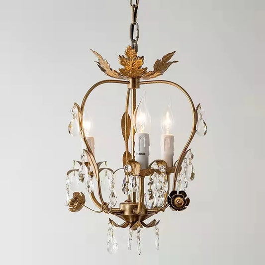 DecorBites™ Iron Crystal Chandelier for Corridor Bedroom Restaurant Bar Hanging Lamps