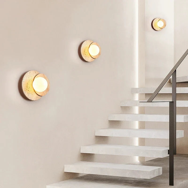 DecorBites™ Cream Style Bedroom Wall Lamp Stone Wood Wabi-sabi Decor G9 Bulb Soft Light