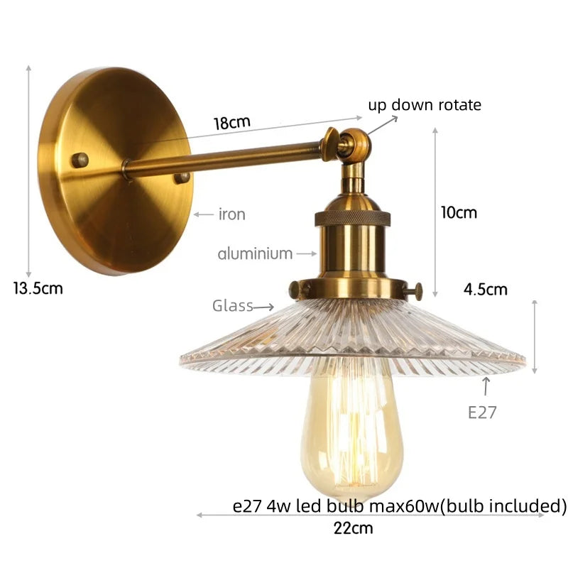 DecorBites™ Industrial Loft LED Wall Lights for Bedroom, Plug In Stairs Lamp