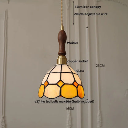 DecorBites™ Glass LED Pendant Lamp Tiffany Style Hand Stitch Dining Room Light