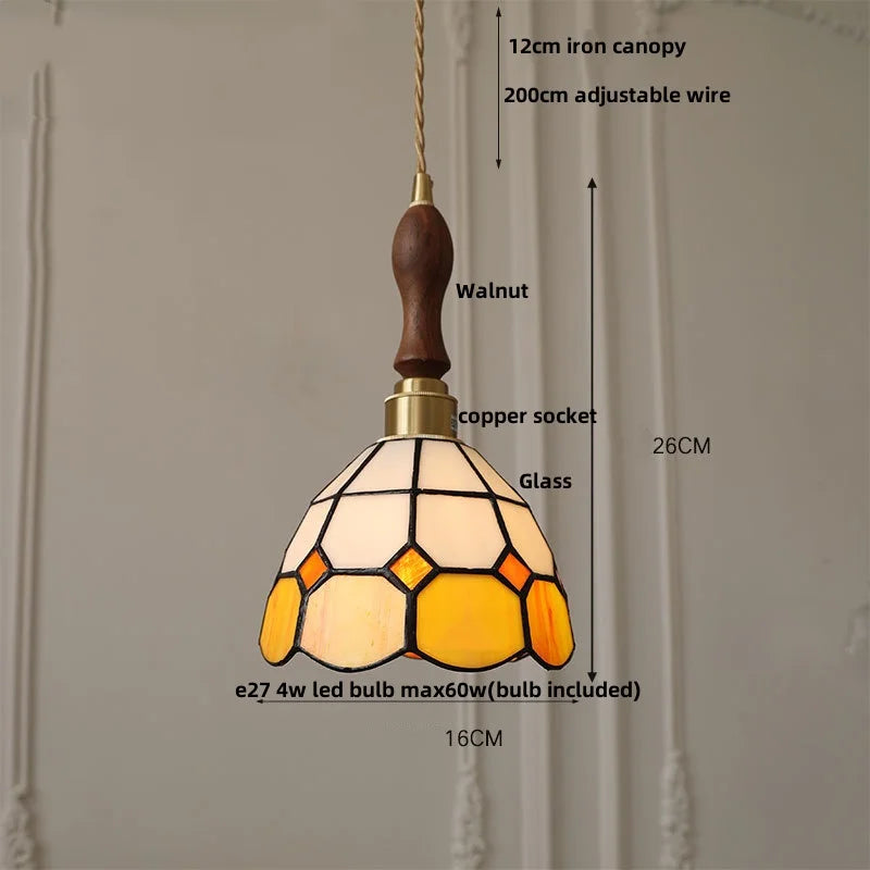 DecorBites™ Glass LED Pendant Lamp Tiffany Style Hand Stitch Dining Room Lights