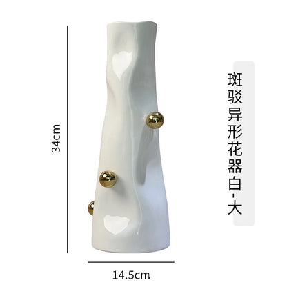 DecorBites™ Geometric Sphere Vase: Unique Porcelain Flower Arrangement Home Decor