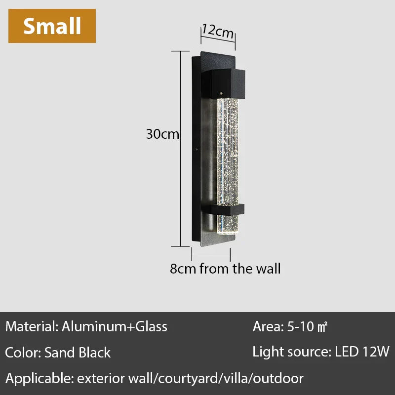 DecorBites™ Crystal Bubble LED Outdoor Wall Lamp for Porch, Entryway & Garden