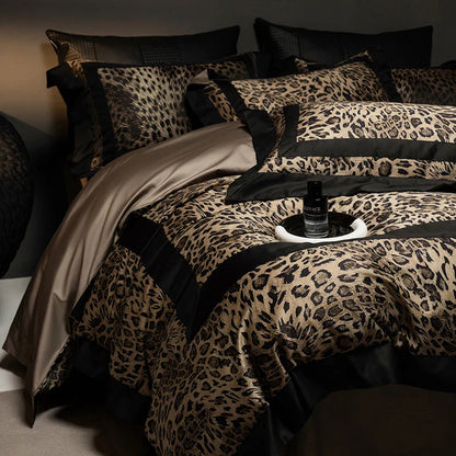 DecorBites™ Leopard Print Luxury Bedding Set - Queen/King Size Duvet Cover, Sheet, Pillowcases