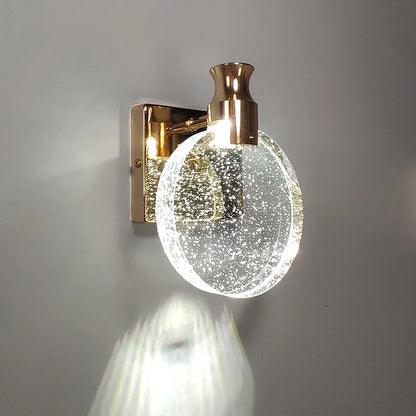 DecorBites™ Crystal Glass Gold LED Wall Lamp for Modern Luxury Lighting in Living Bedroom Bedside Aisle