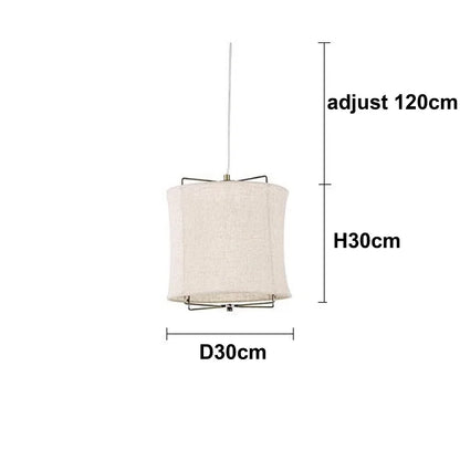 DecorBites™ Linen Fabric Chandelier: Japanese Retro Handmade Art Lamps for Restaurant, Bedroom, Bar Counter