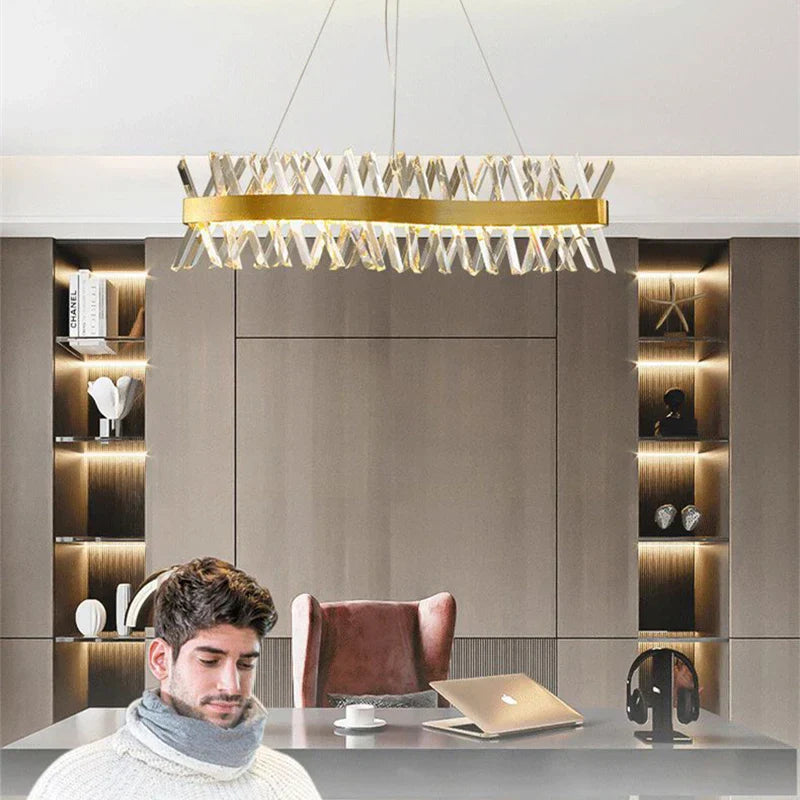 DecorBites™ Gold Metal S Shape LED Pendant Lamp for Luxury Living, Bedroom, and Hotel