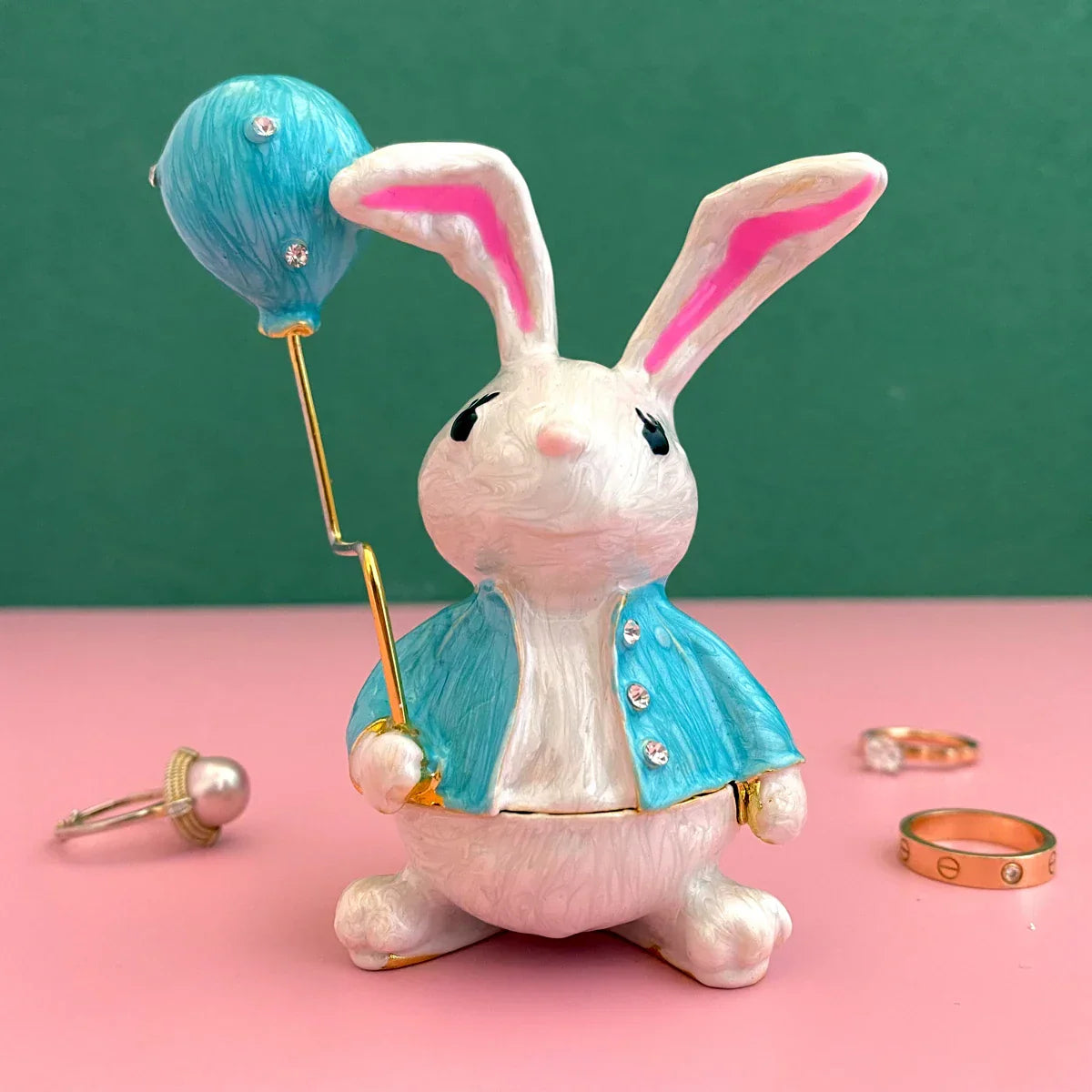 DecorBites™ Crystal Animal Figurines Trinket Box Hand Painted Ring Holder Dresser Decor Wedding Gift