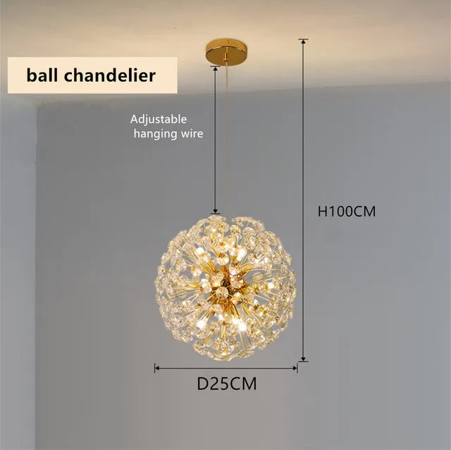 Gold Crystal LED Hanging Lamp