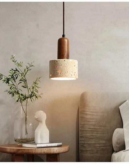 DecorBites™ Wabi Sabi Travertine Pendant Lamp