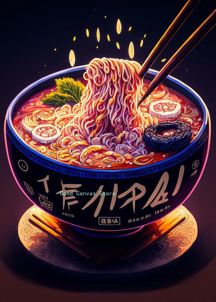 Neon Food Canvas Art
