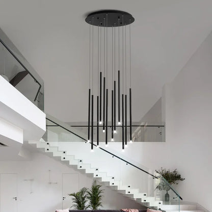 DecorBites™ LED Chandelier: Modern Minimalist Gold Black Wire Adjustable Light Fixture for Dining Room