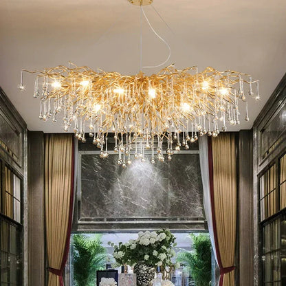 DecorBites™ Gold Crystal Ceiling Chandelier for Elegant Home Lighting