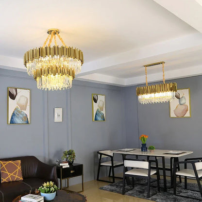 DecorBites™ Crystal Oval Ceiling Chandelier LED Lights Bedroom Living Room Lighting
