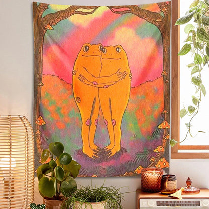 DecorBites™ Cottagecore Frog Mandala Tapestry for Girls' Room and Dorm Decor