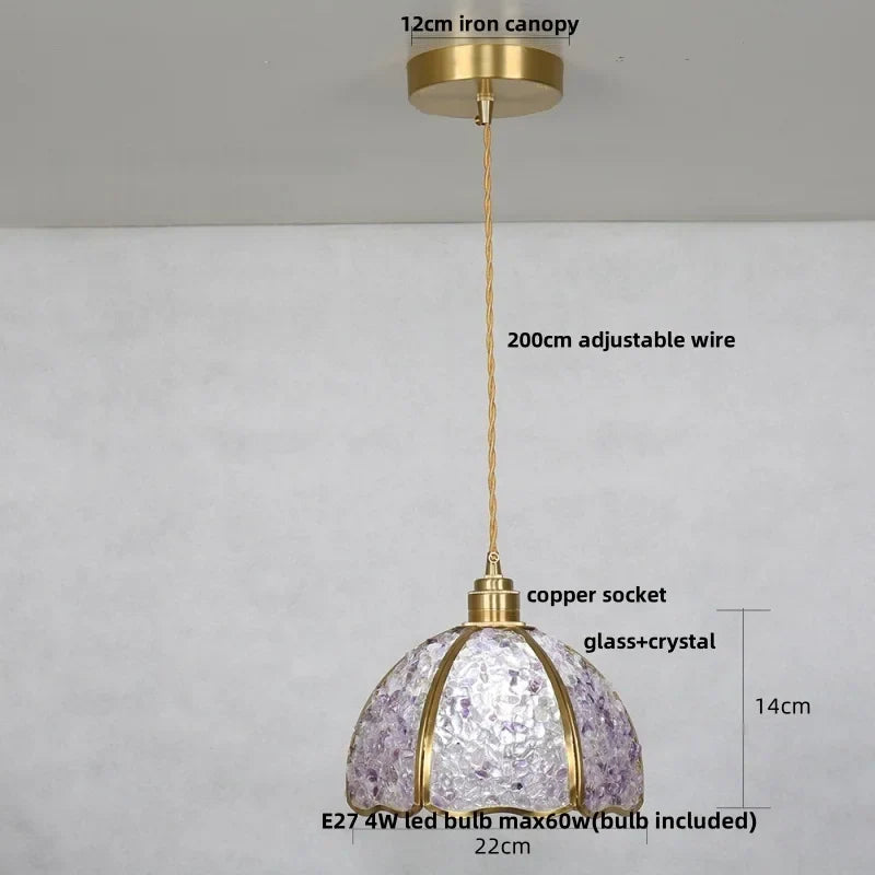 DecorBites™ Crystal Glass LED Pendant Lamp with Adjustable Copper Socket for Modern Luxury Décor