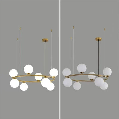 DecorBites™ Glass Ball Pendant Light Chandelier, Height Adjustable Metal G9 Bulb Lamp