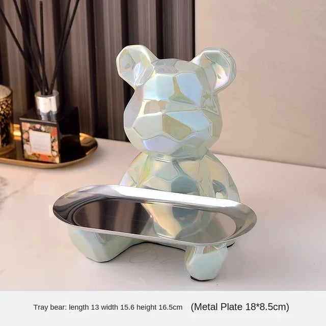 DecorBites™ Geometric Bear Piggy Bank Key Tray Cosmetic Bookshelf Statue & Storage Box