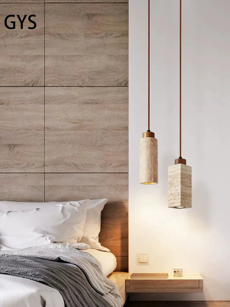 Yellow Stone Pendant Lamp Japanese Style 23cm