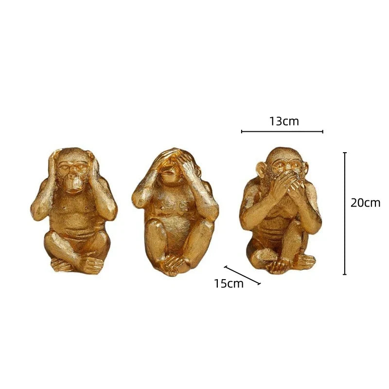DecorBites™ Golden Monkey Sculpture: Artisanal Baboon Decorative Figurine for Home Decor
