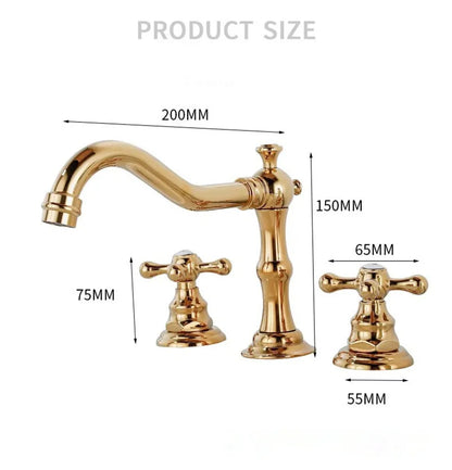 Antique Faucet Gold Bathroom Faucet  With Double Handle
