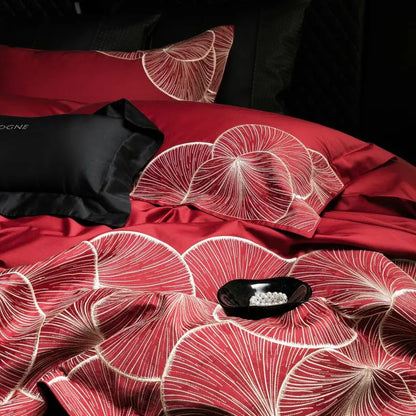 DecorBites™ Embroidered Egyptian Cotton Bedding Set - Queen/King, Luxury Bed Sheet & Pillowcases