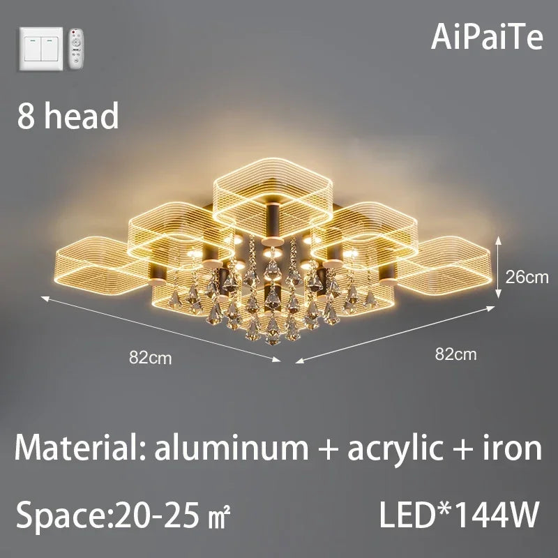 DecorBites™ Acrylic Lustre Chandelier for Living Room, Bedroom, Kitchen - Hanging Ceiling Lamps