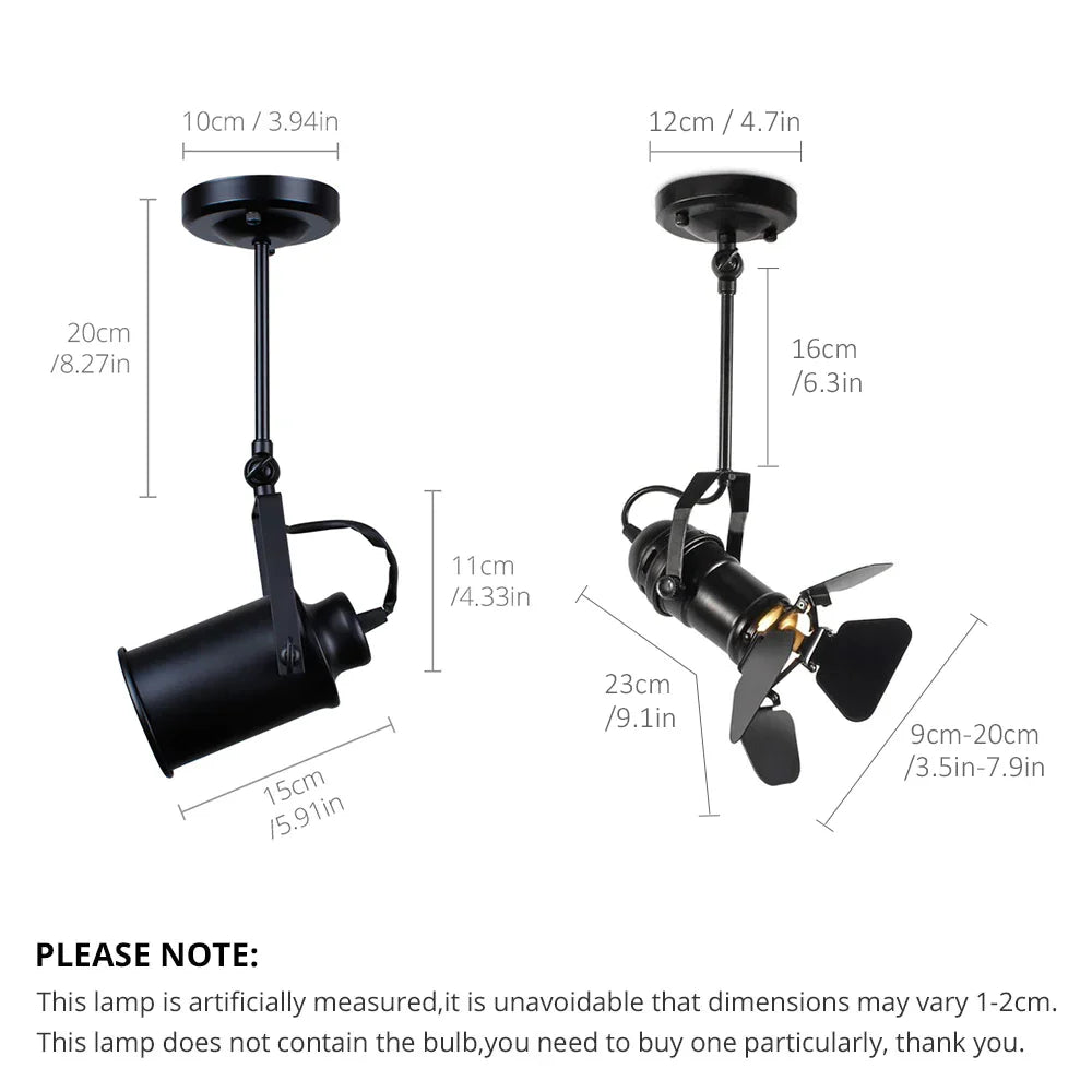 DecorBites™ Industrial Retro Ceiling Lamp American Loft Style E27 for Home Decor