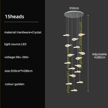 DecorBites™ Crystal Glass Staircase Chandelier: Modern Nordic Luxury Living Room Lighting