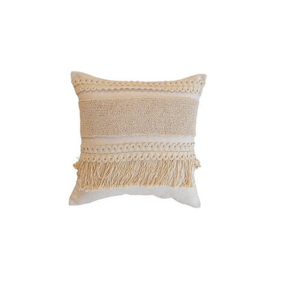 DecorBites™ Geometric Tufted Cushion Cover with Handmade Tassels & Patchwork