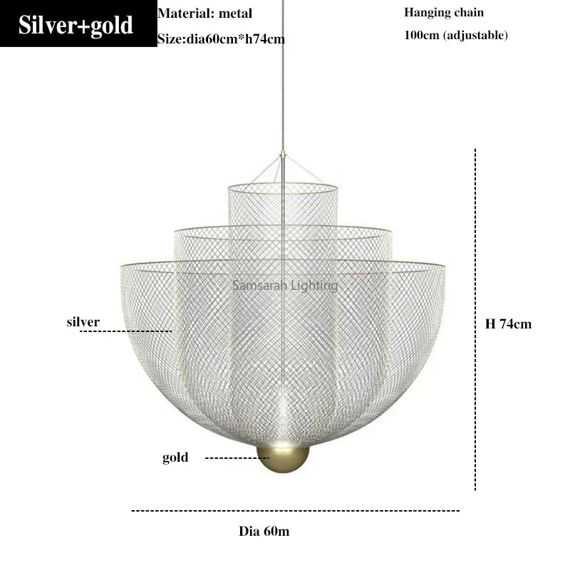 DecorBites™ Geometric Iron Chandelier | Nordic Loft Pendant Light Fixture