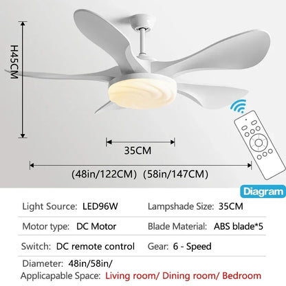 DecorBites™ 58" Modern LED Ceiling Fan Light Strong Winds for Living Room & Restaurant