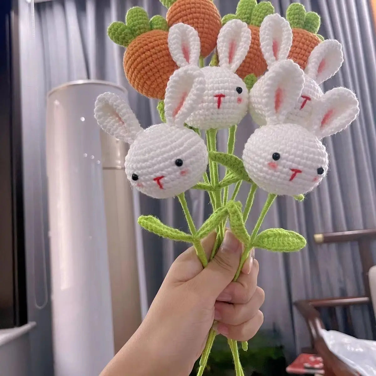 Crochet Sunflower Rabbit Bouquet