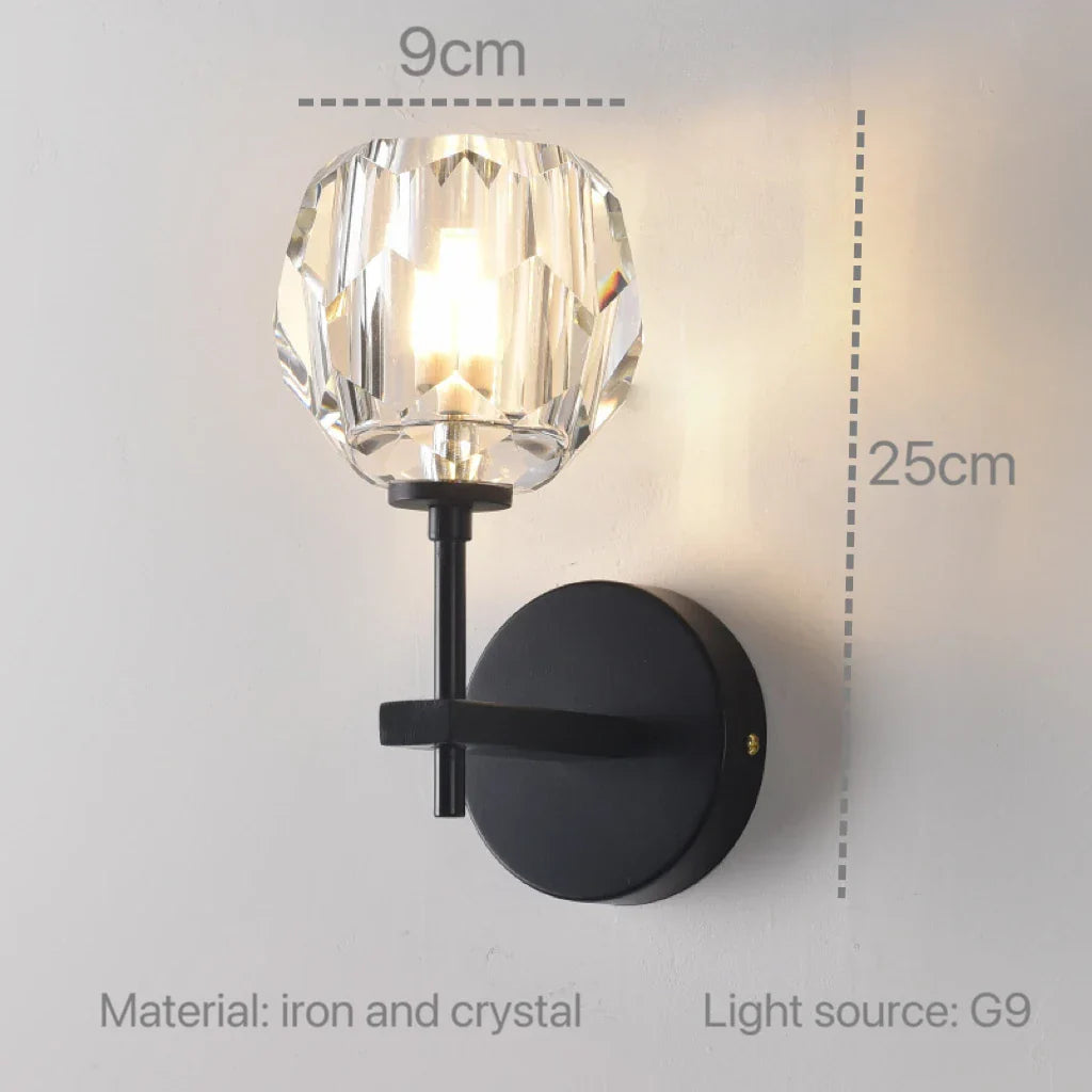 DecorBites™ Crystal Wall Sconce: Modern LED Fixture for Bedroom, Living Room, and Hallway