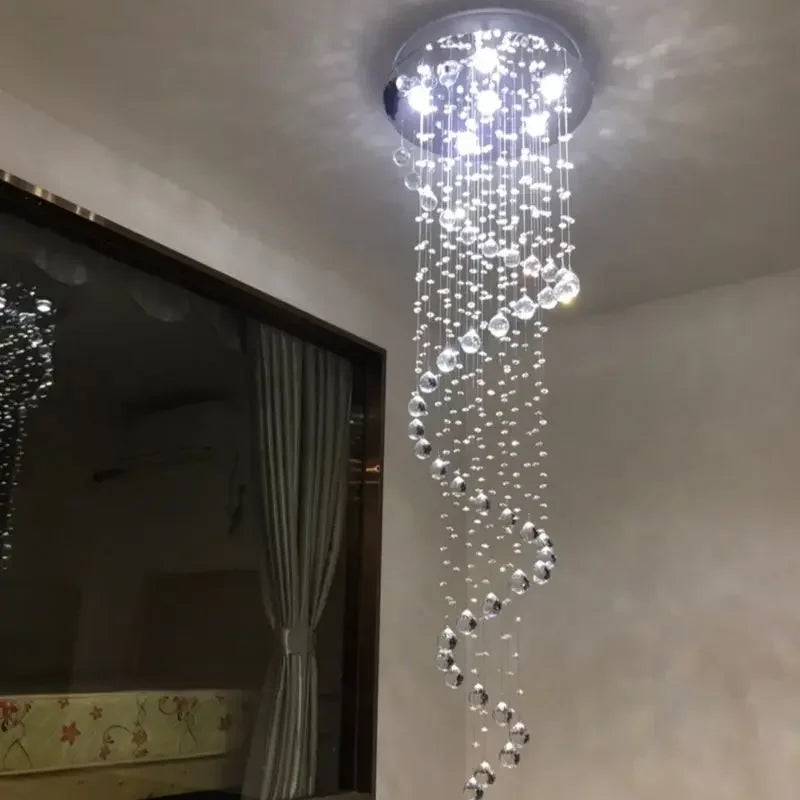 Crystal Spiral LED Chandelier D60cm High Ceiling