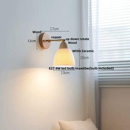 DecorBites™ Iron Wood LED Wall Light Fixture Rotate Bedside Lamp Aplique Pared
