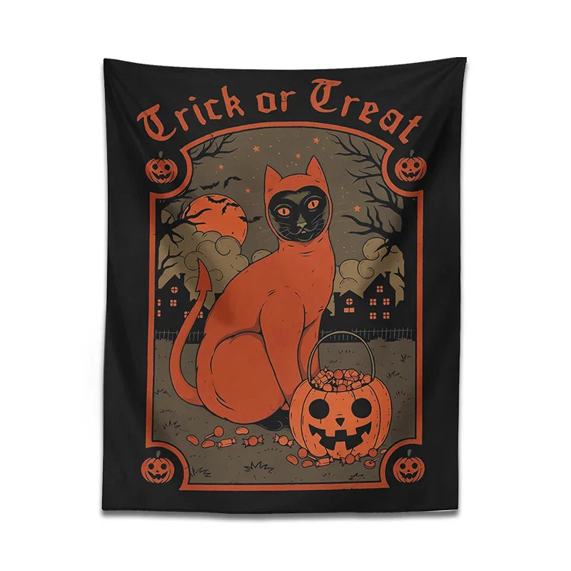 Halloween Cat Wall Tapestry