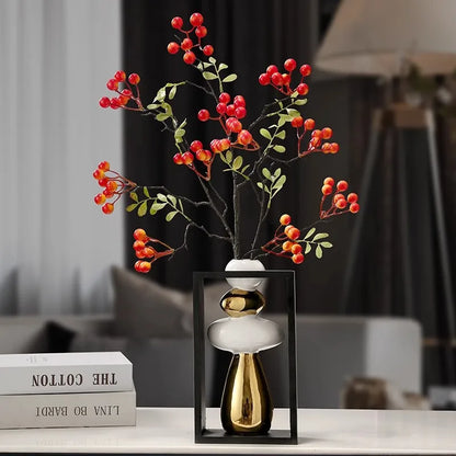 DecorBites™ Geometric Golden Rockery Vase Stack for Home Decor