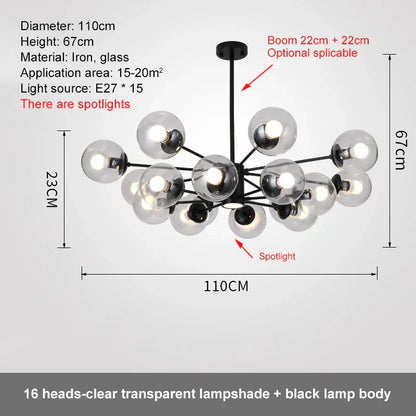 DecorBites™ Glass Ball LED Chandelier for Bedroom Dining Room - Elegant Ceiling Pendant Lamp
