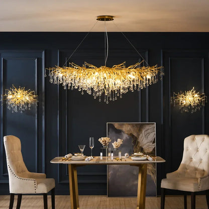 DecorBites™ Crystal LED Chandelier: Elegant Modern Luxury Ceiling Lighting for Living Room Decor