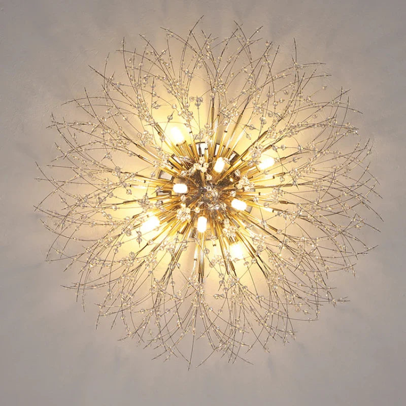 Gold Dandelion Crystal Chandelier 8-Head Nordic