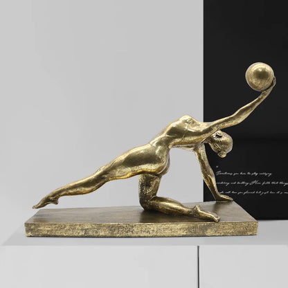 DecorBites™ Golden Gymnast Figurine Ball Decor Home Decoration Resin Handicrafts