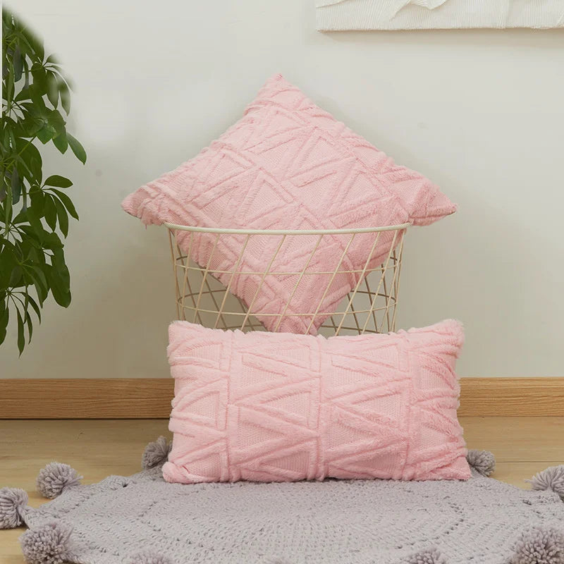 DecorBites™ Embroidered Diamond Cushion Cover for Modern Living Room Decor