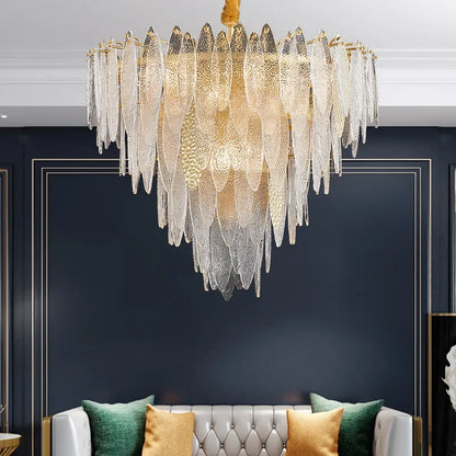 DecorBites™ Gold Metal Chain LED Pendant Lights for Modern Luxury Living Room