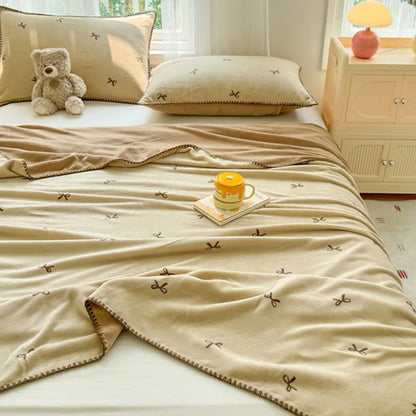 DecorBites™ Cozy Coral Fleece Blanket: Perfect for Dorm, Home, or Sofa