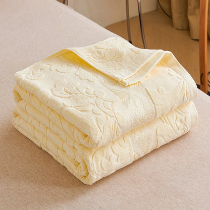 DecorBites™ Cotton Jacquard Towel Blanket for Adult Summer Air Conditioning, Sofa Cover