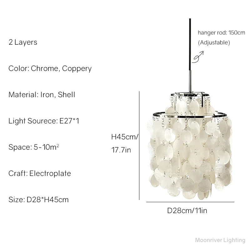 DecorBites™ Aeolian Bells Shell Chandelier for Mediterranean Living Room, Shop, Bar, and Restaurant