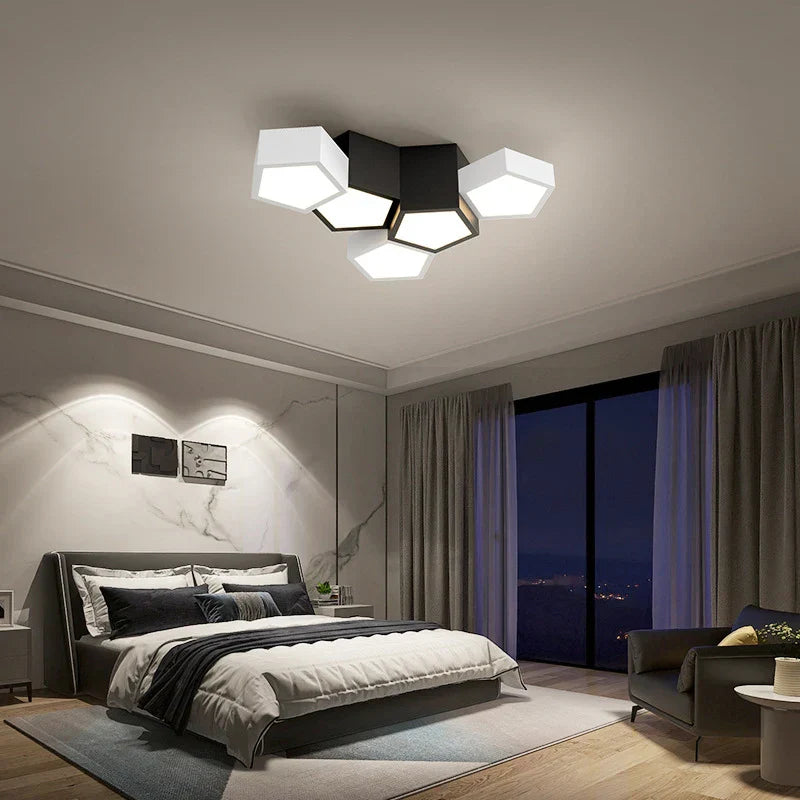 DecorBites™ Geometric Ceiling Lamps: Modern & Creative Lighting Fixtures for Master Bedroom